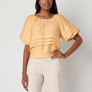 Liz Claiborne Sz Petite XL Yellow Round Neck 3/4 Sleeve Petite Extra Large NWT